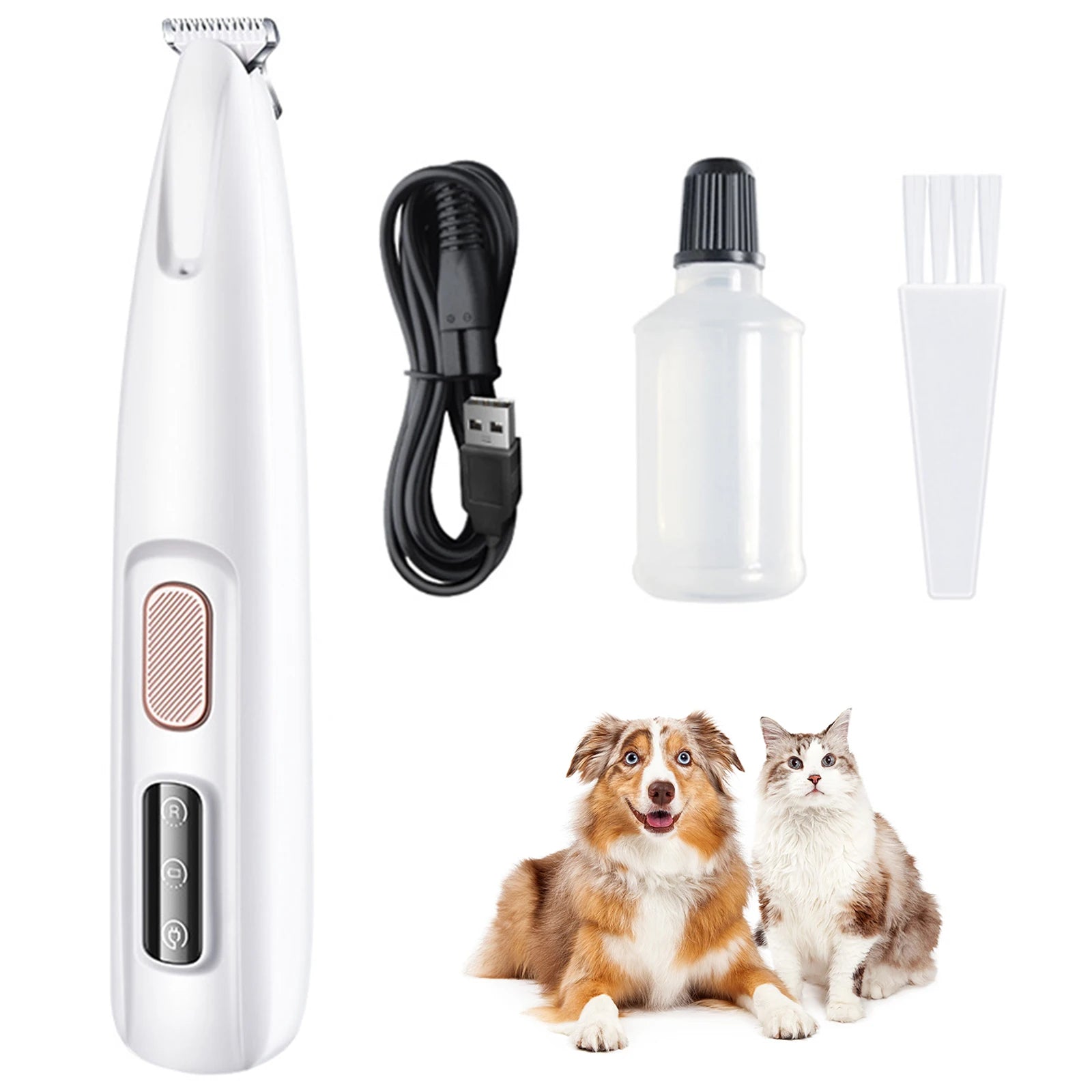 Rechargeable Pet Paw Trimmer with LED Light – Waterproof Grooming Clippers